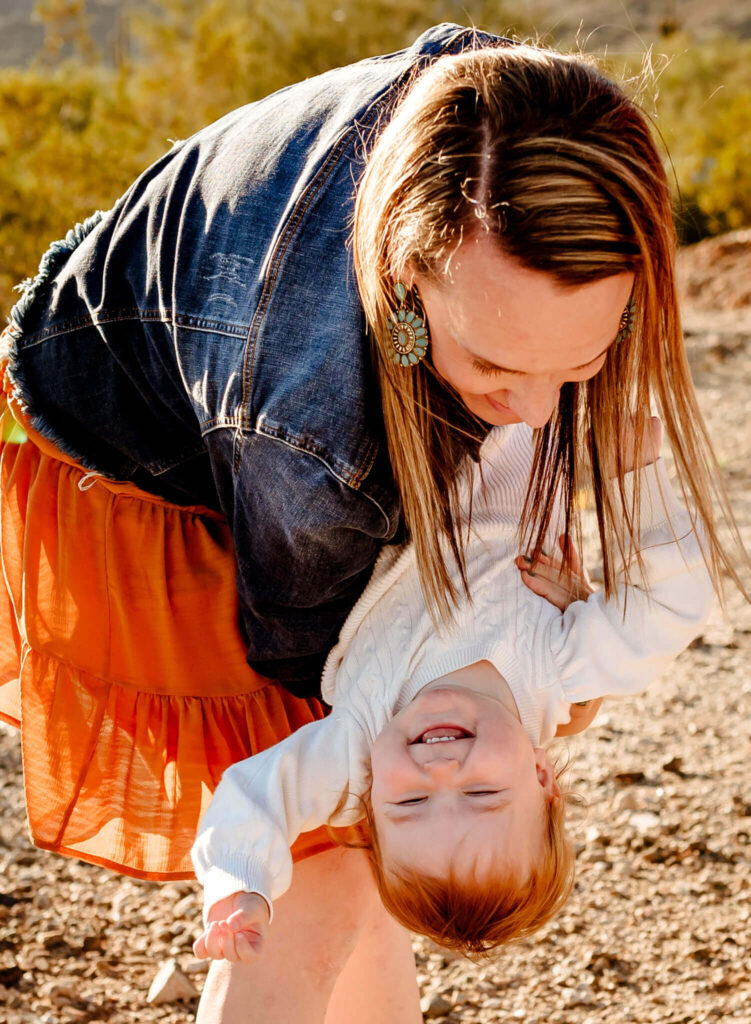 arizona mom playing with daughter after visiting phoenix pumpkin patches