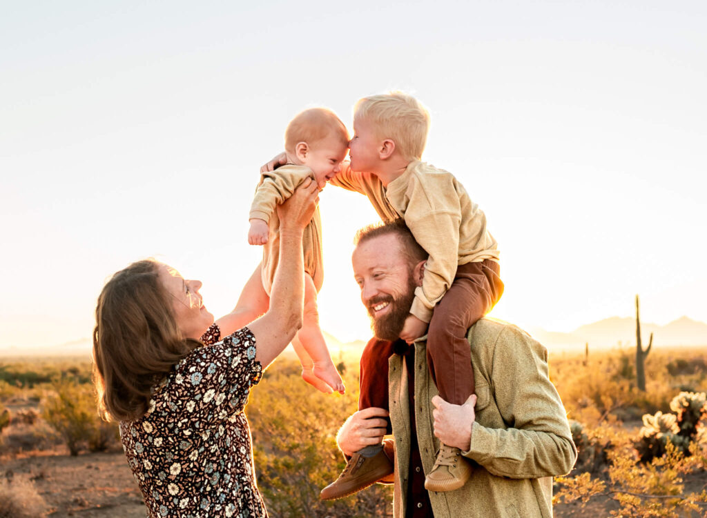 Family portrait by Cactus & Pine Photography near an Arizona christmas tree farm
